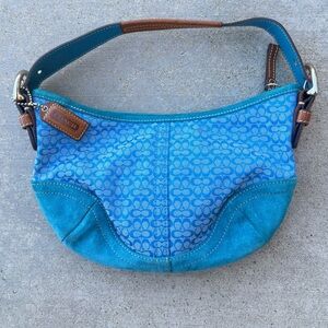Y2K 6351 Rare Vintage Blue Coach Soho mini Hobo Crescent Shoulder Purse